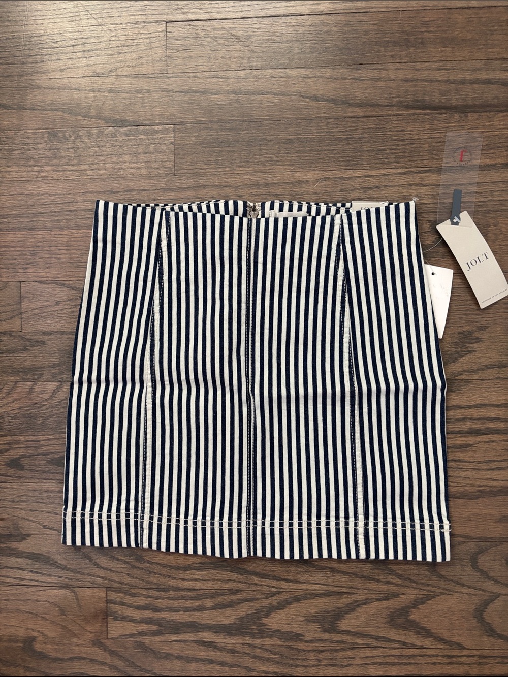 Jolt Navy and White Striped Mini Skirt